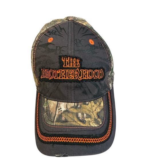 The Brotherhood Cap Camo Camouflage Bow Hunting Distressed Size L/XL 100% Cotton - Picture 2 of 9